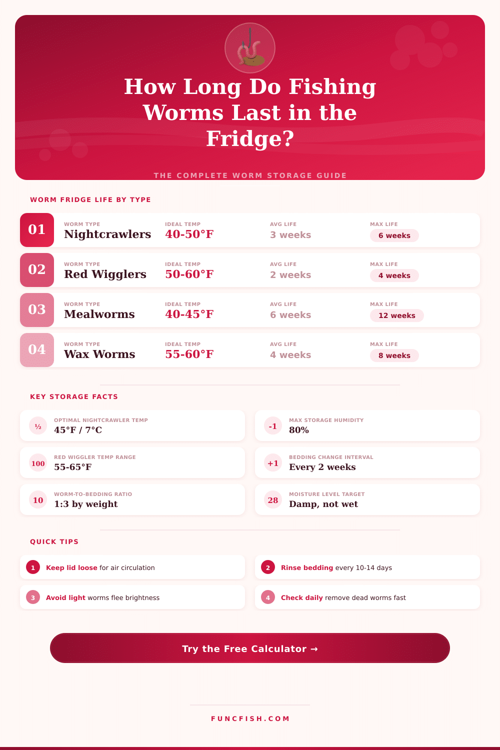 Fishing Worm Fridge Life Calculator – How Long Do They Last?