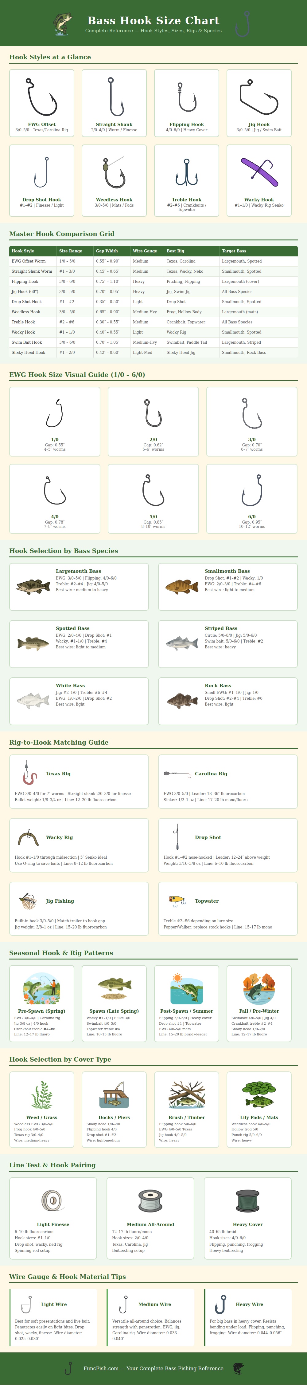 Bass Hook Size Chart