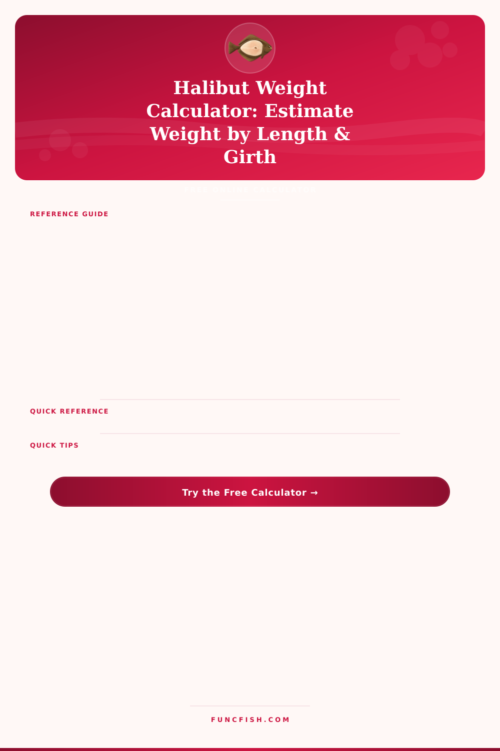 Halibut Weight Calculator: Estimate Weight by Length & Girth