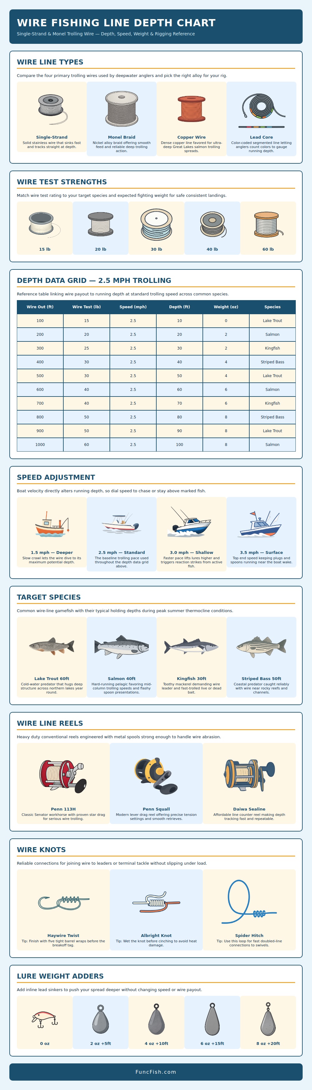 Wire Fishing Line Depth Chart