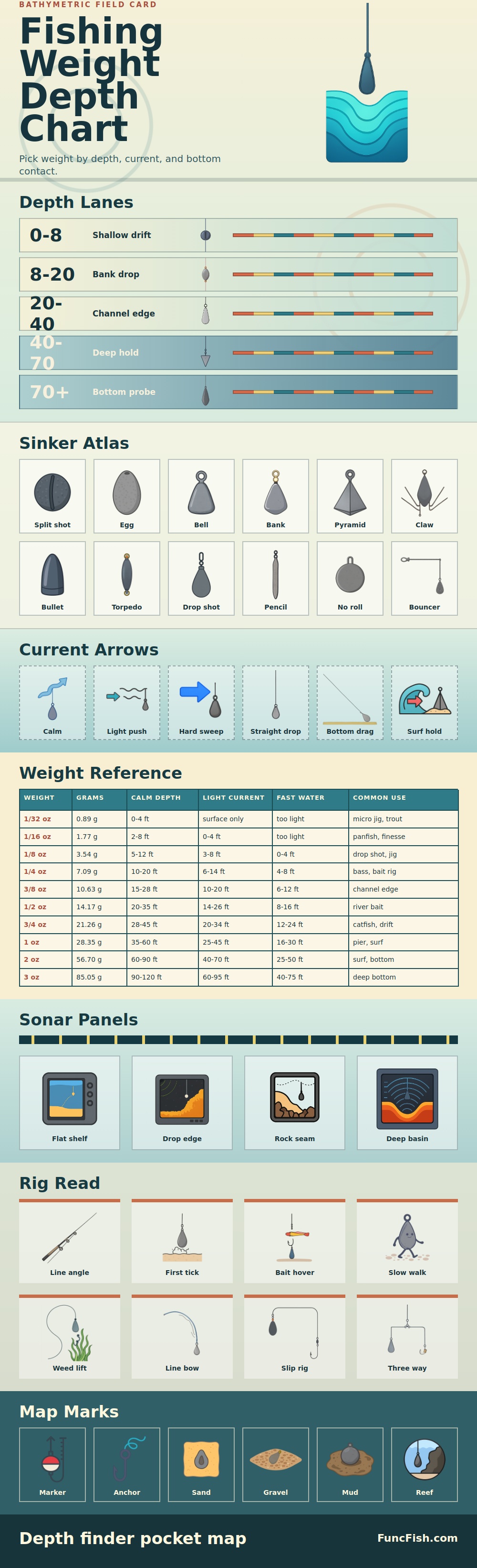 Fishing Weight Depth Chart