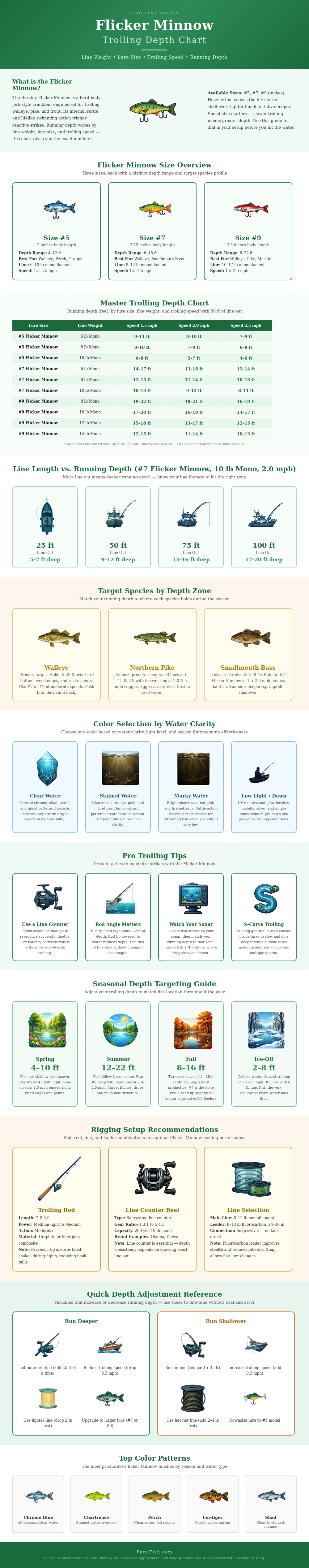 Flicker Minnow Trolling Depth Chart