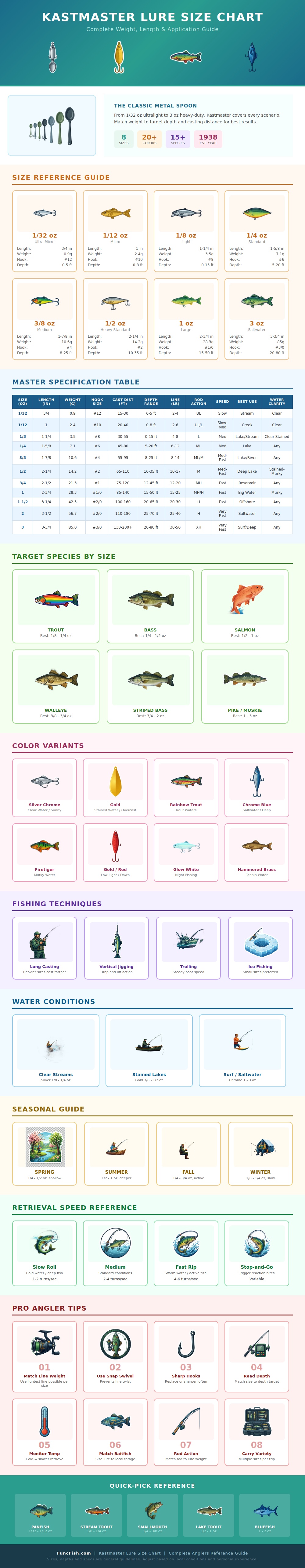 Kastmaster Lure Size Chart