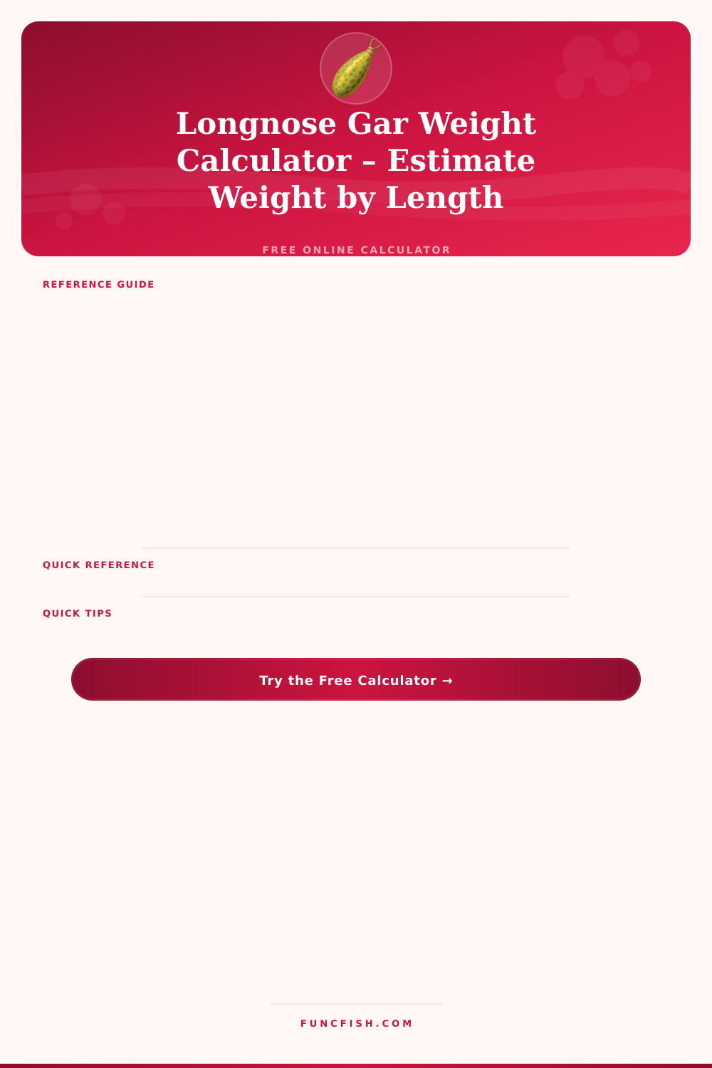 Longnose Gar Weight Calculator – Estimate Weight by Length