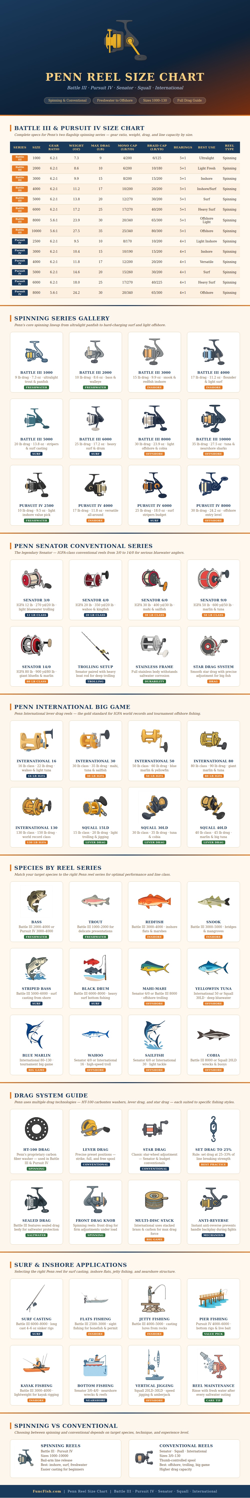 Penn Reel Size Chart