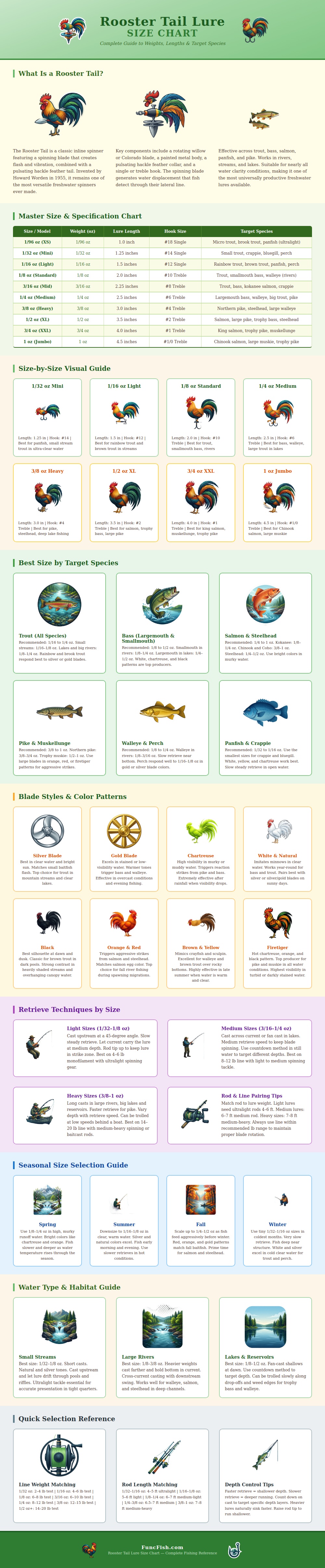 Rooster Tail Lure Size Chart