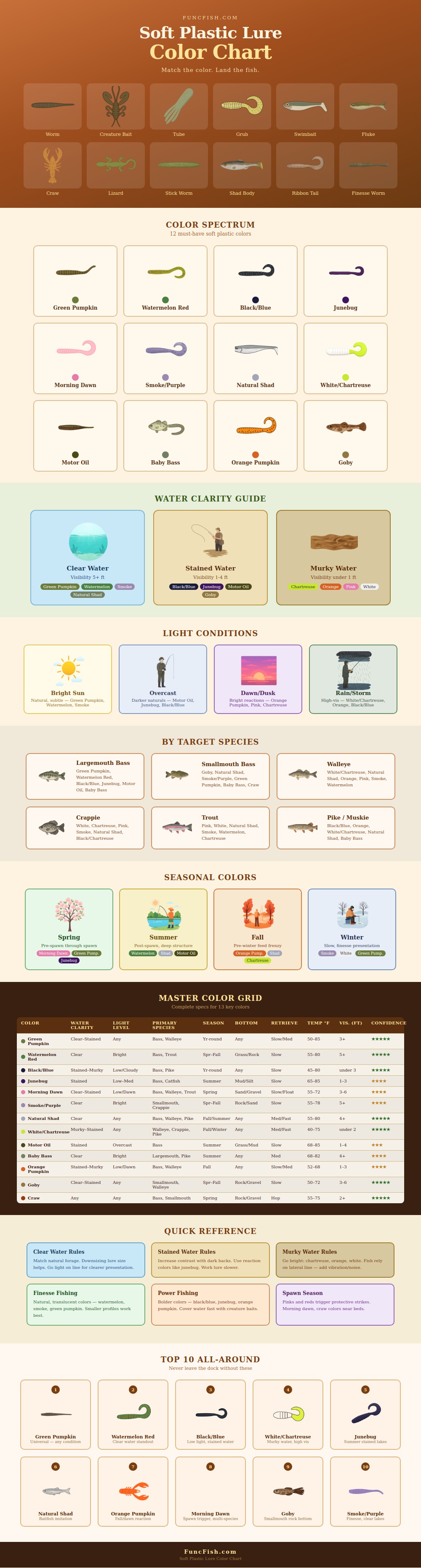 Soft Plastic Lure Color Chart