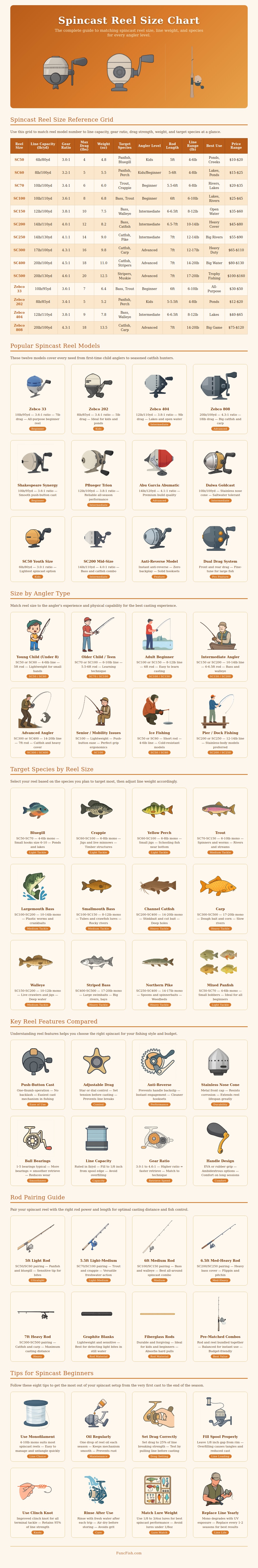 Spincast Reel Size Chart