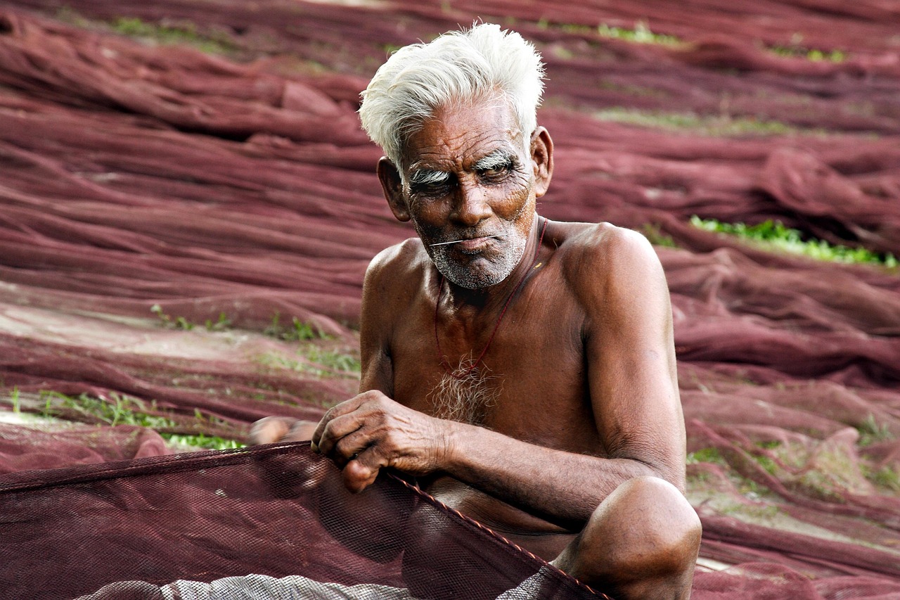 fisherman holding net fisherman holding net