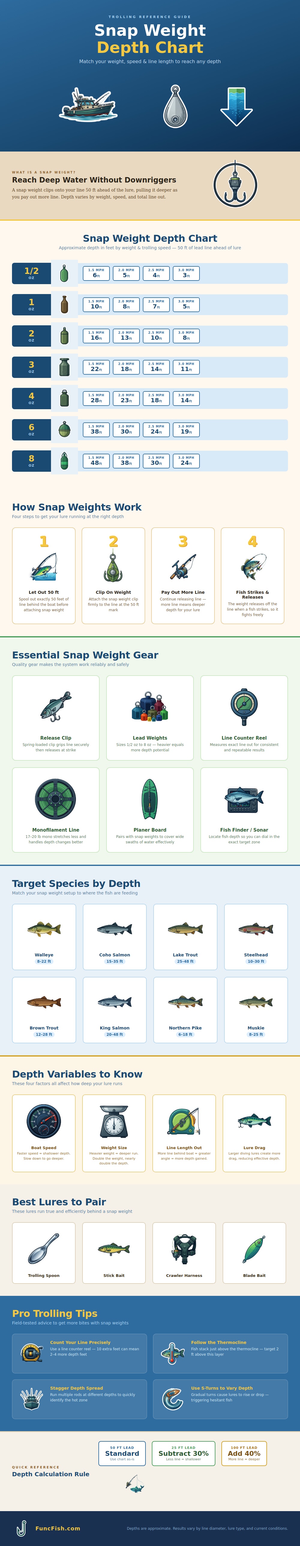 Snap Weight Trolling Depth Chart