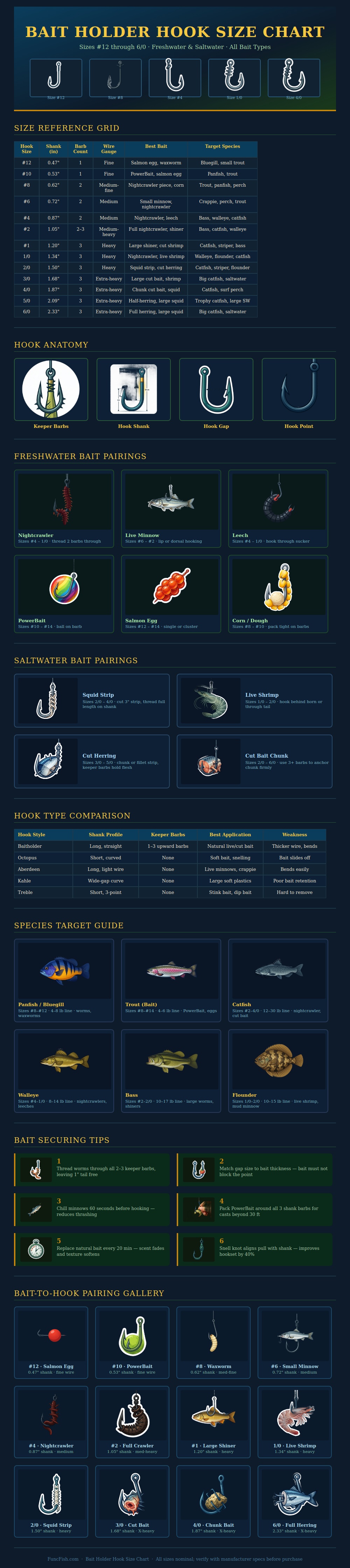 Bait Holder Hook Size Chart