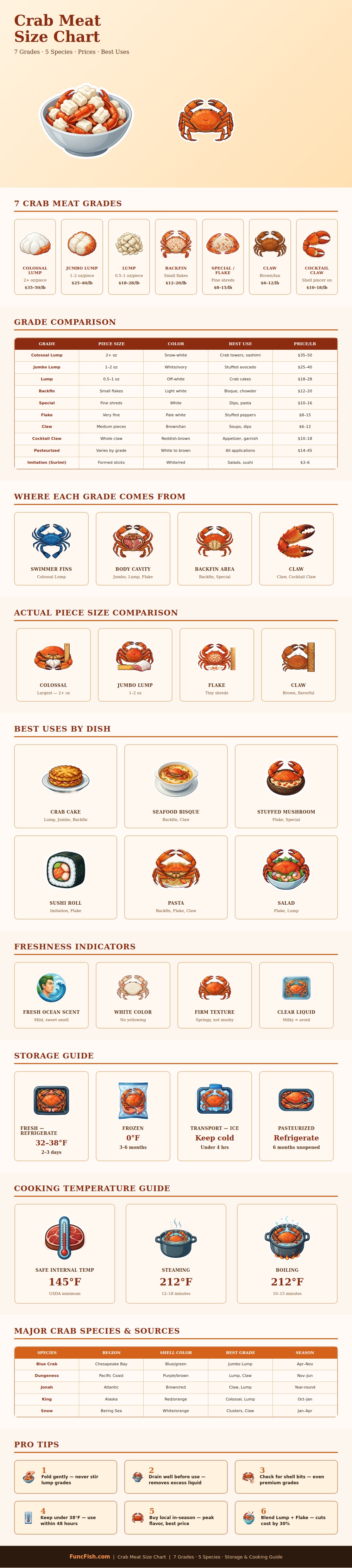Crab Meat Size Chart