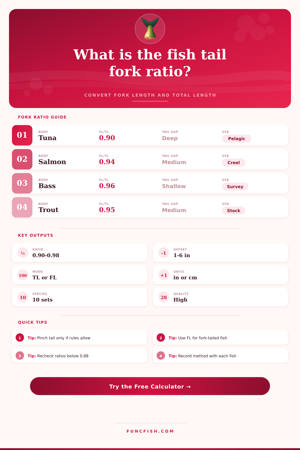 Fish Tail Fork Ratio Calculator