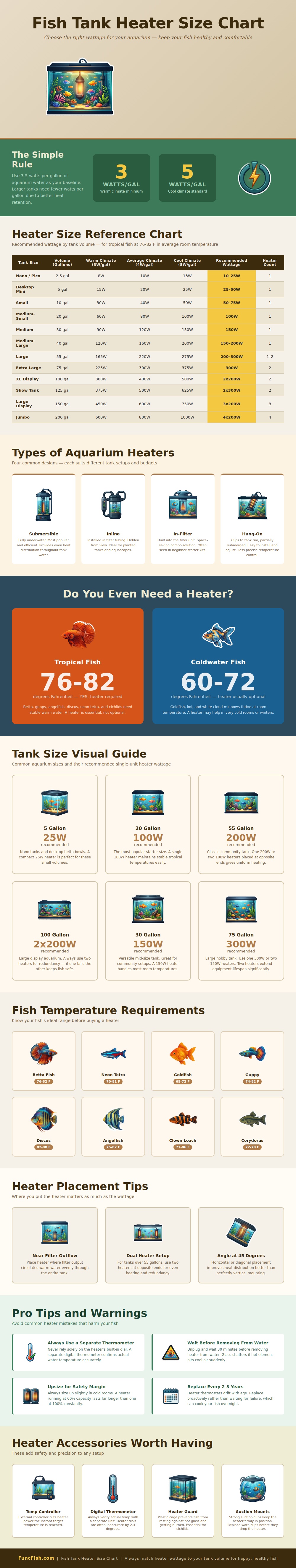 Fish Tank Heater Size Chart