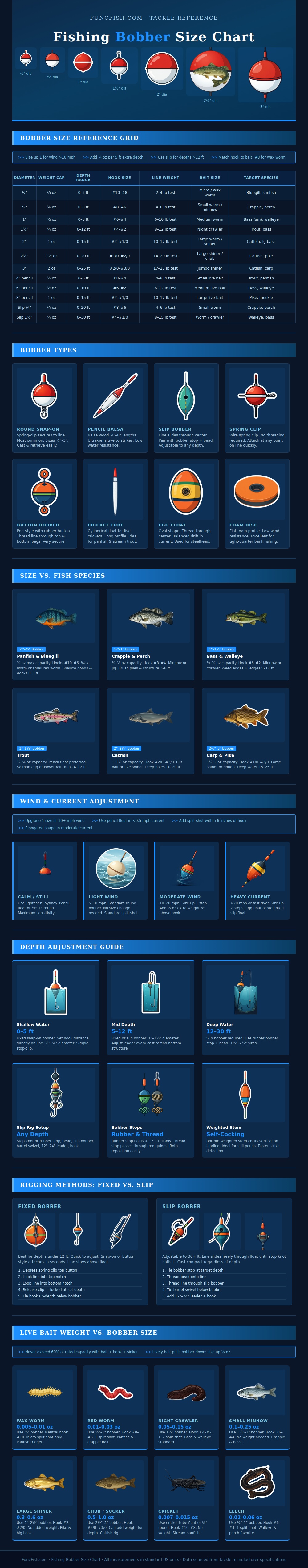 Fishing Bobber Size Chart