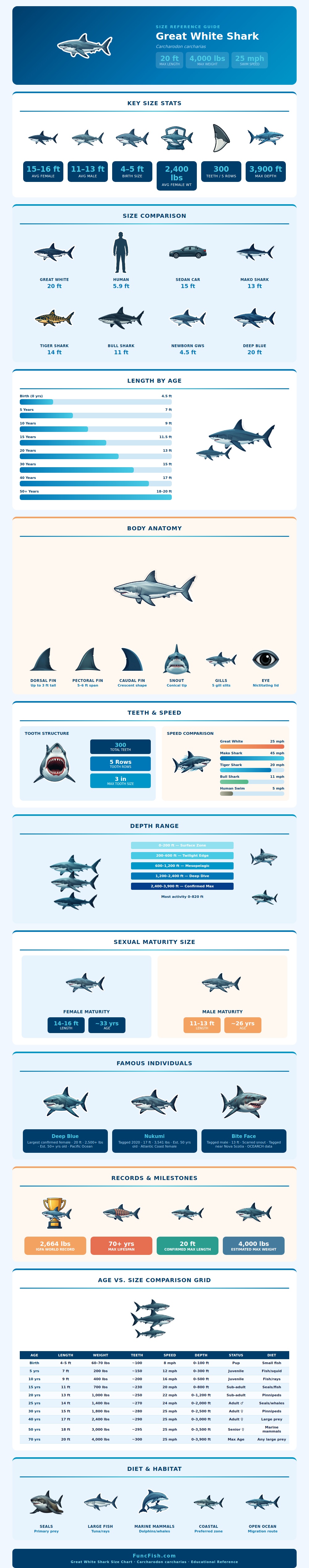 Great White Shark Size Chart