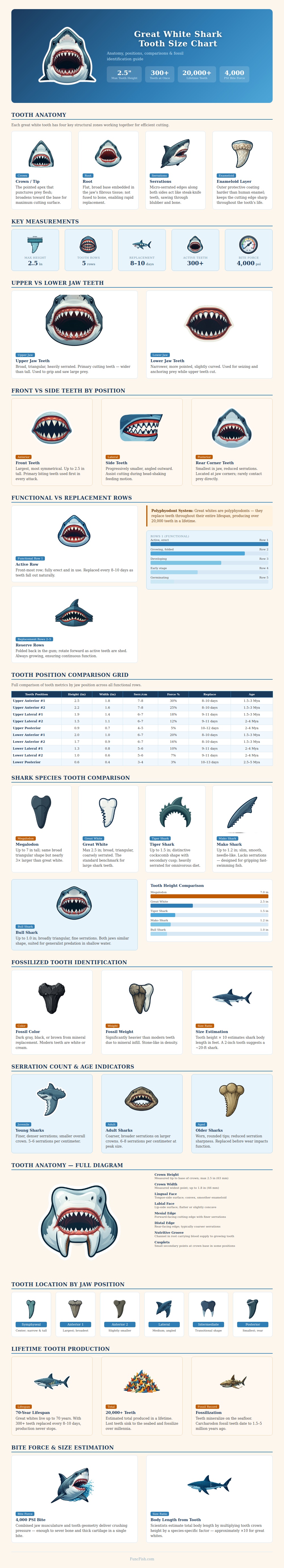 Great White Shark Tooth Size Chart