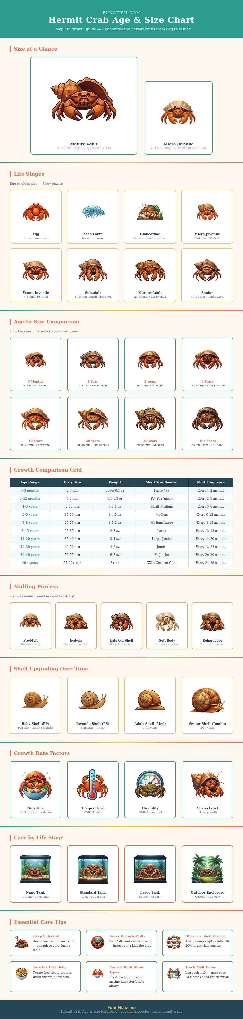 Hermit Crab Age Size Chart
