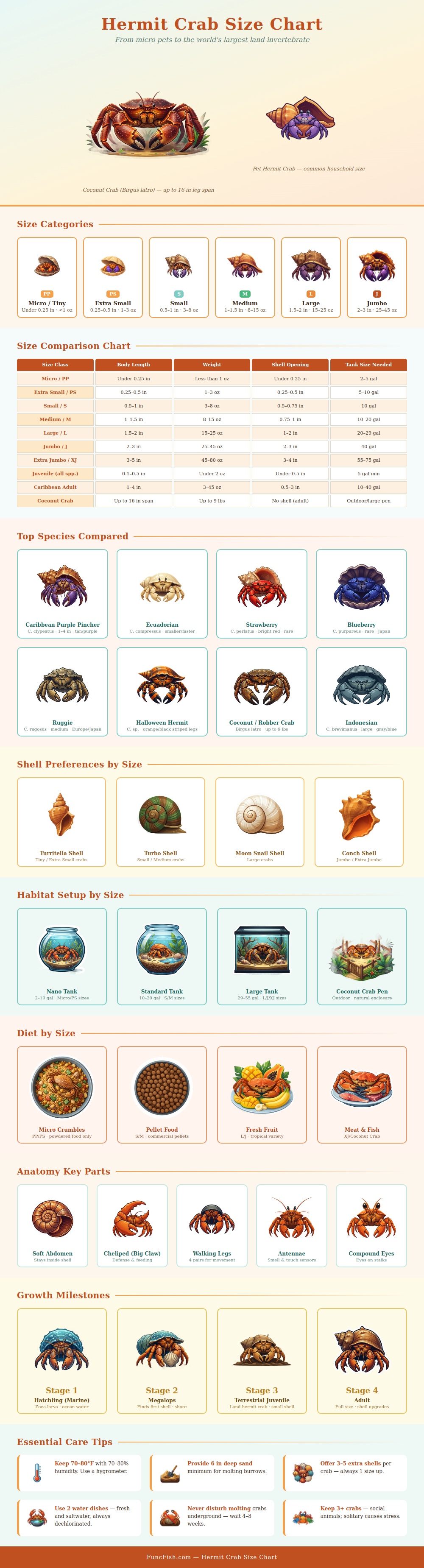 Hermit Crab Size Chart