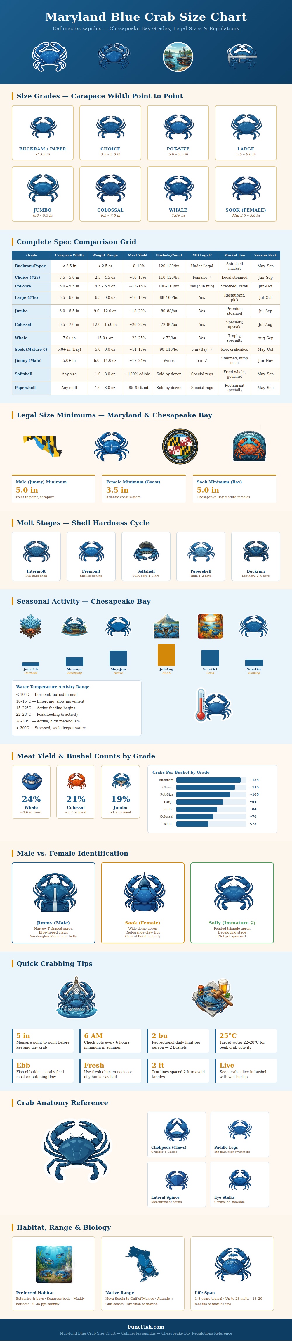 Maryland Blue Crab Size Chart