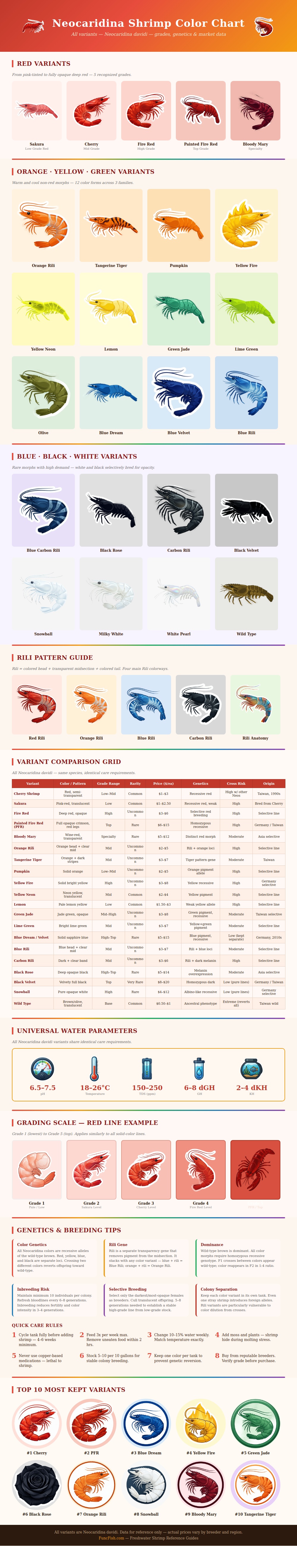 Neocaridina Shrimp Color Chart
