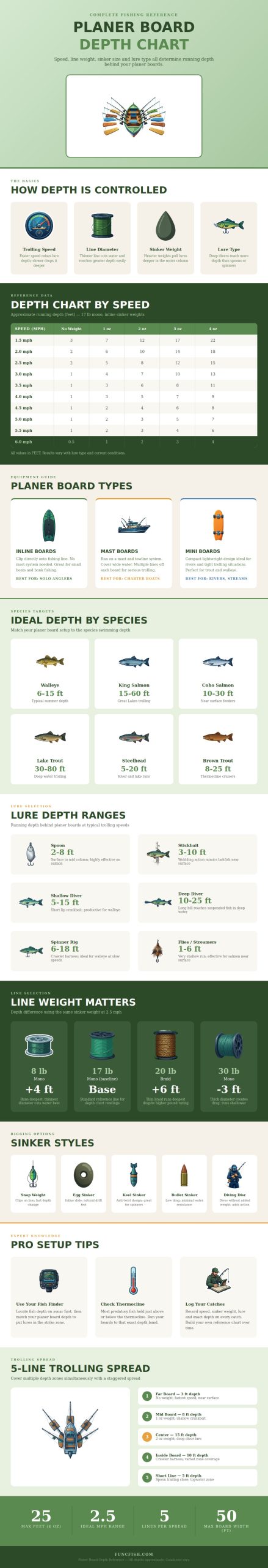 Planer Board Depth Chart - FuncFish