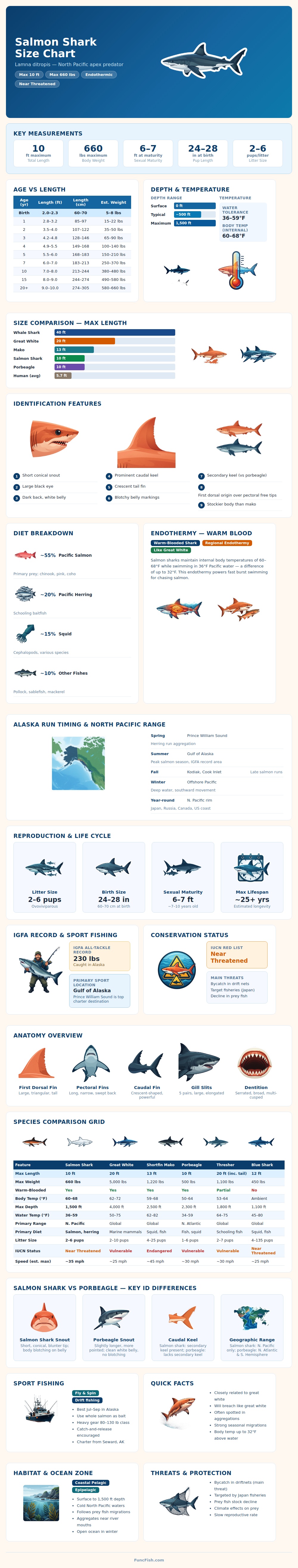 Salmon Shark Size Chart