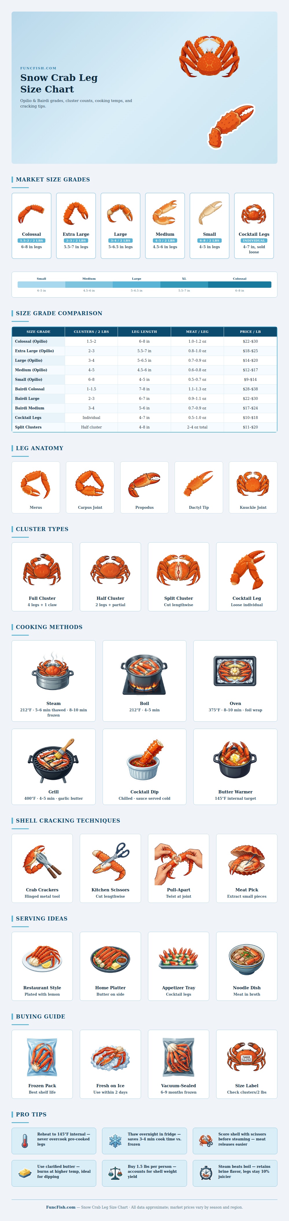 Snow Crab Leg Size Chart