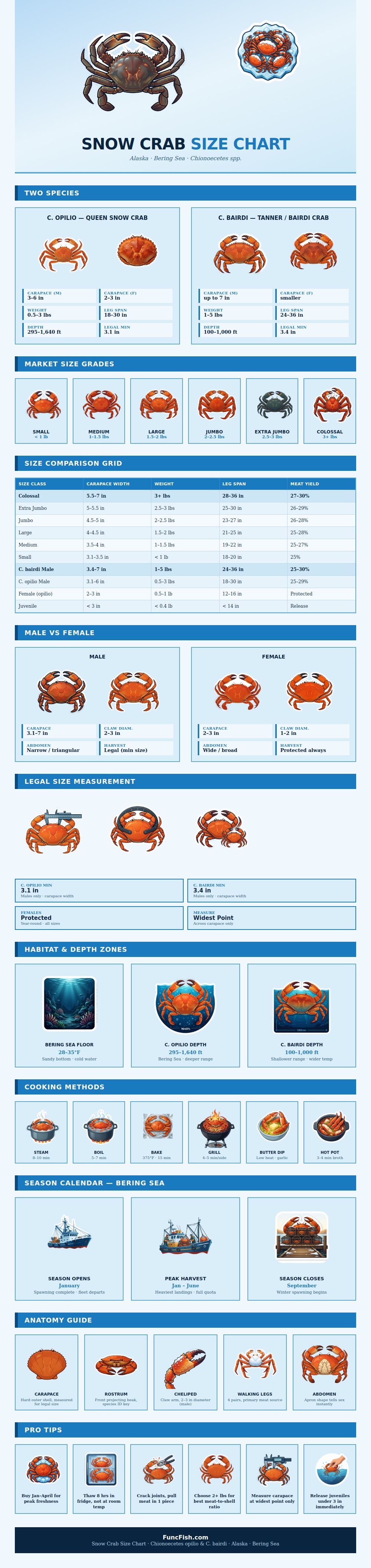 Snow Crab Size Chart