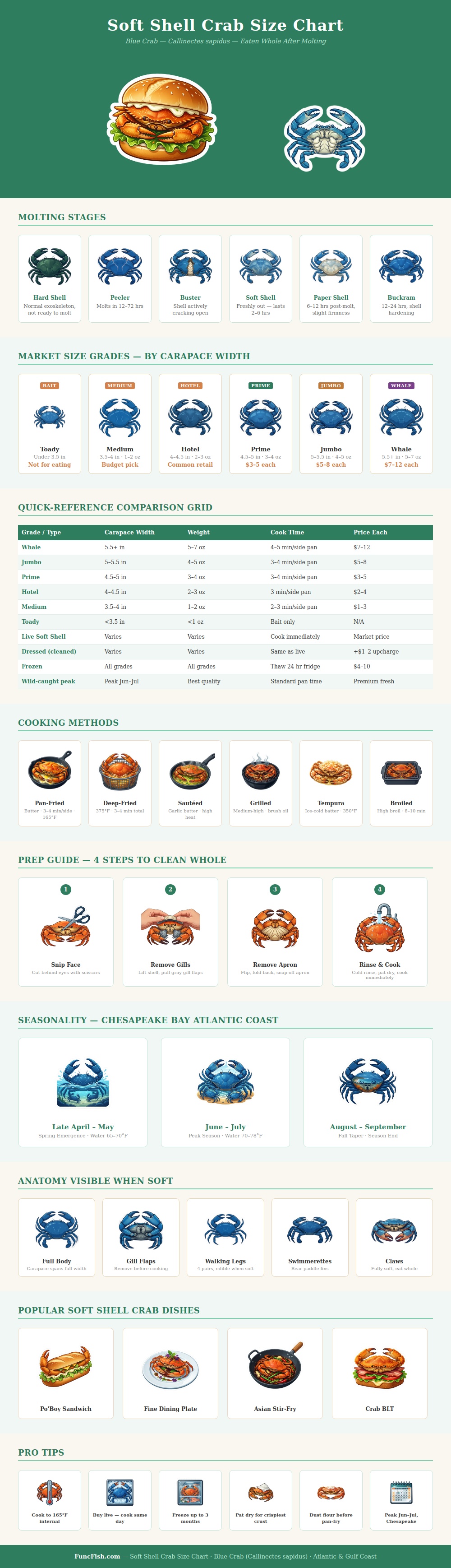 Soft Shell Crab Size Chart