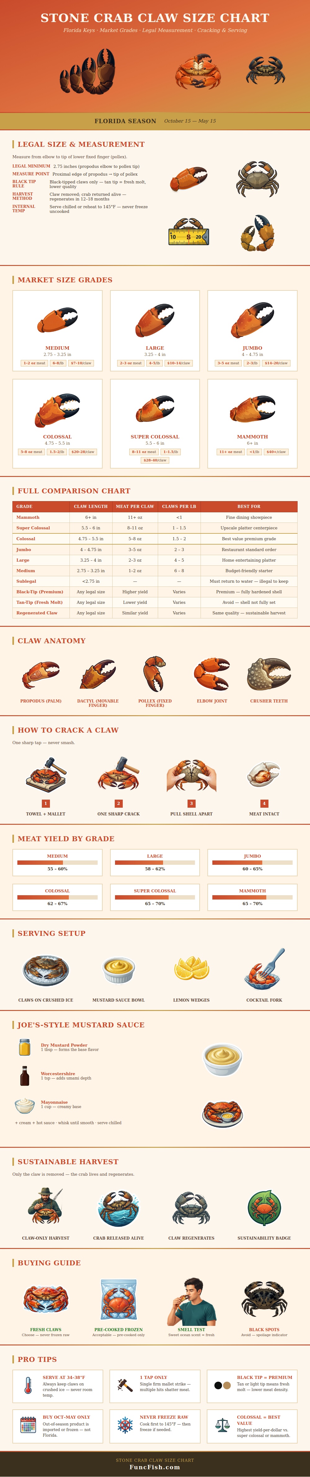 Stone Crab Claw Size Chart