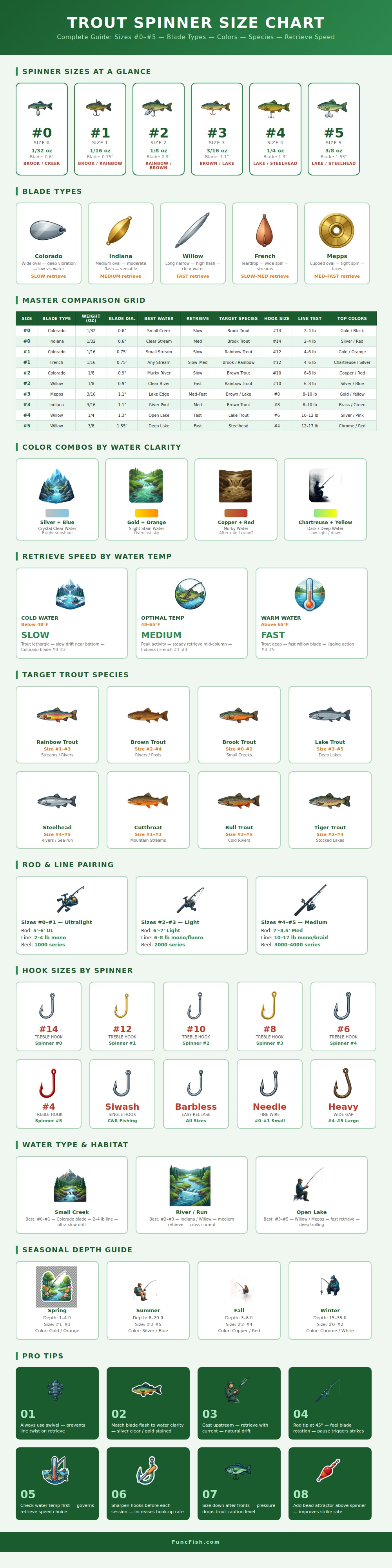 Trout Spinner Size Chart